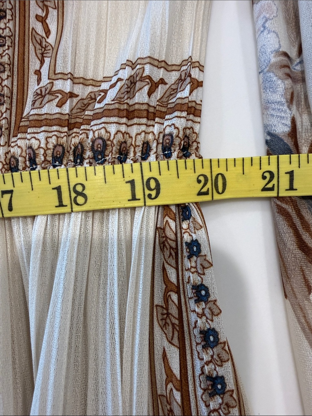 70sVtg Union Made Hal Ferman Boho Inspired Cream Long Sleeve Floral Dress Sz 12 - Picture 10 of 11